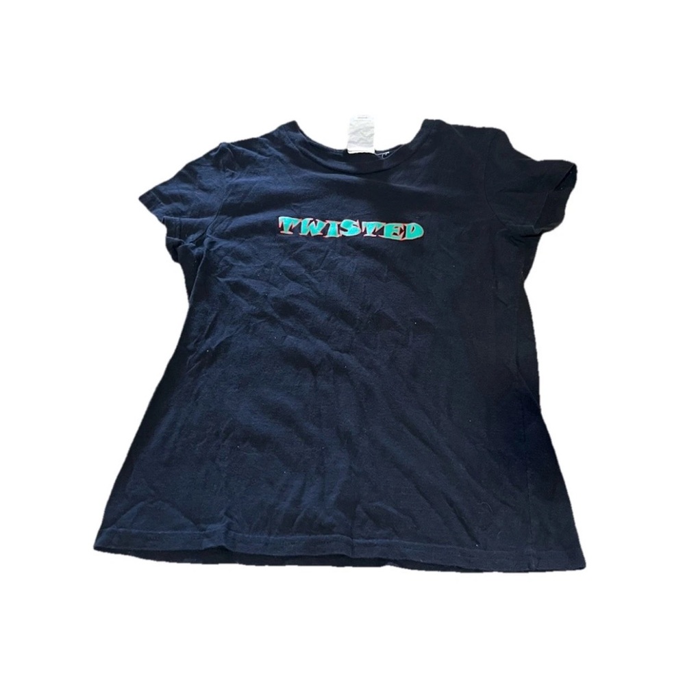 Y2K Women’s Gumby Twisted by Jerry Leigh Tee Shirt Black Medium Cartoon Vintage
